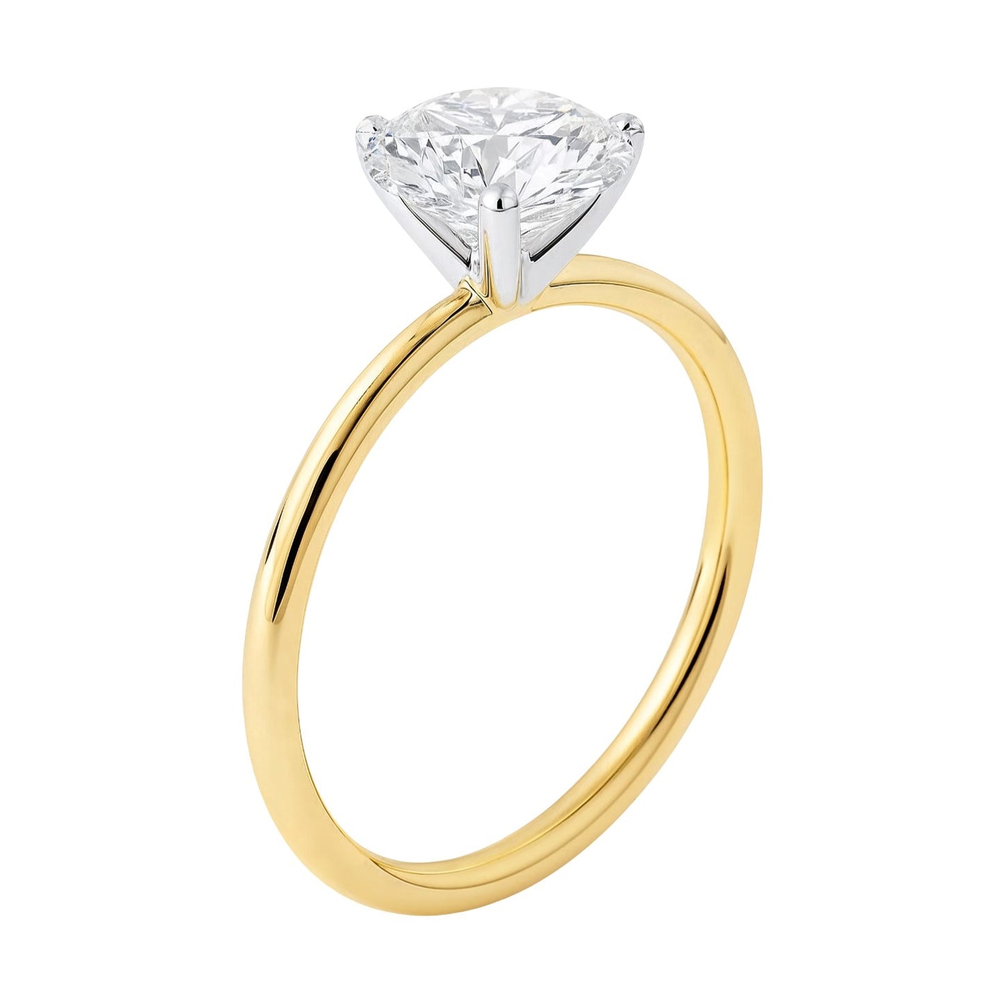 1 1/2 Carat Round Lab Grown IGI G/VS1 Diamond Solitaire Ring in 14K Yellow Gold