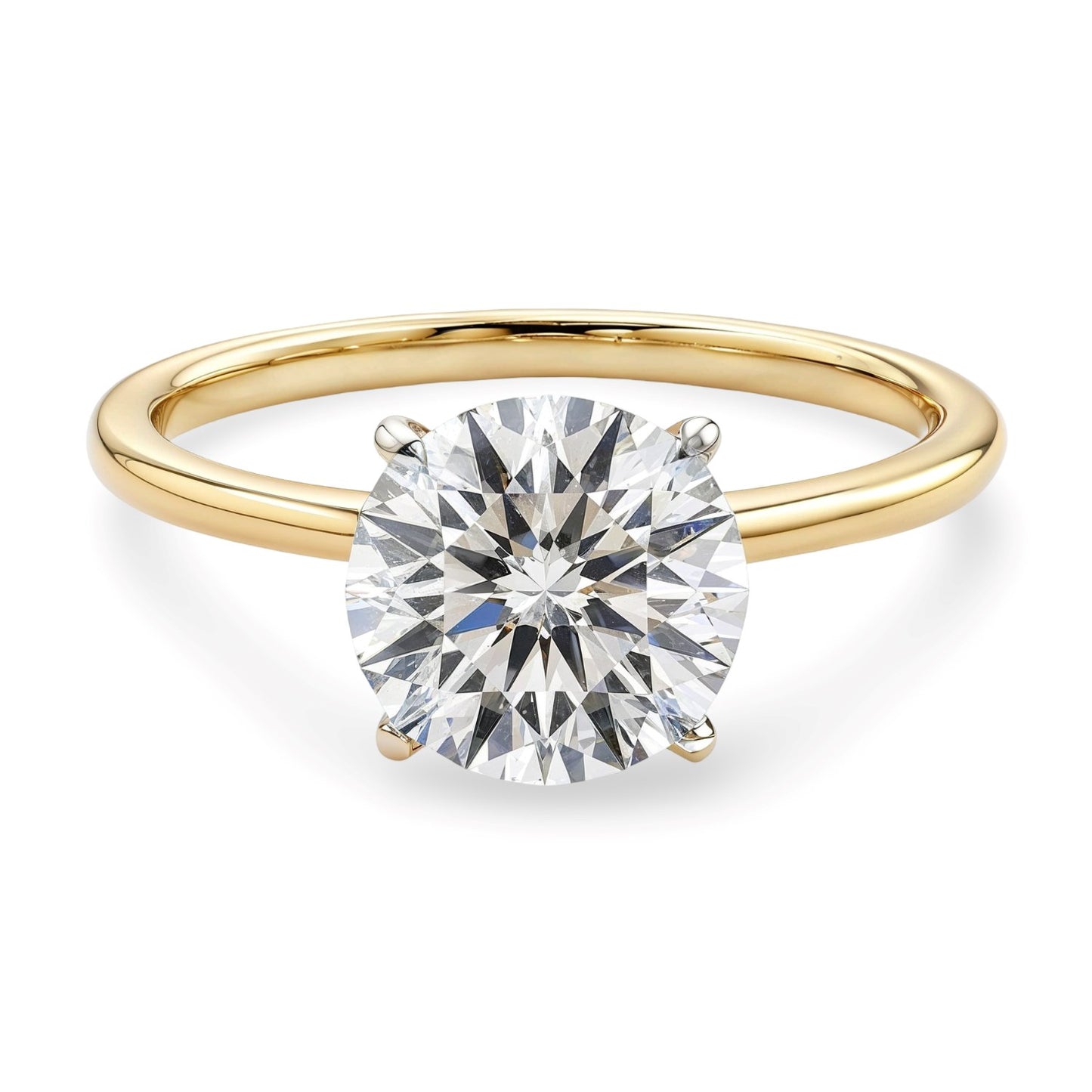 1 1/2 Carat Round Lab Grown IGI G/VS1 Diamond Solitaire Ring in 14K Yellow Gold