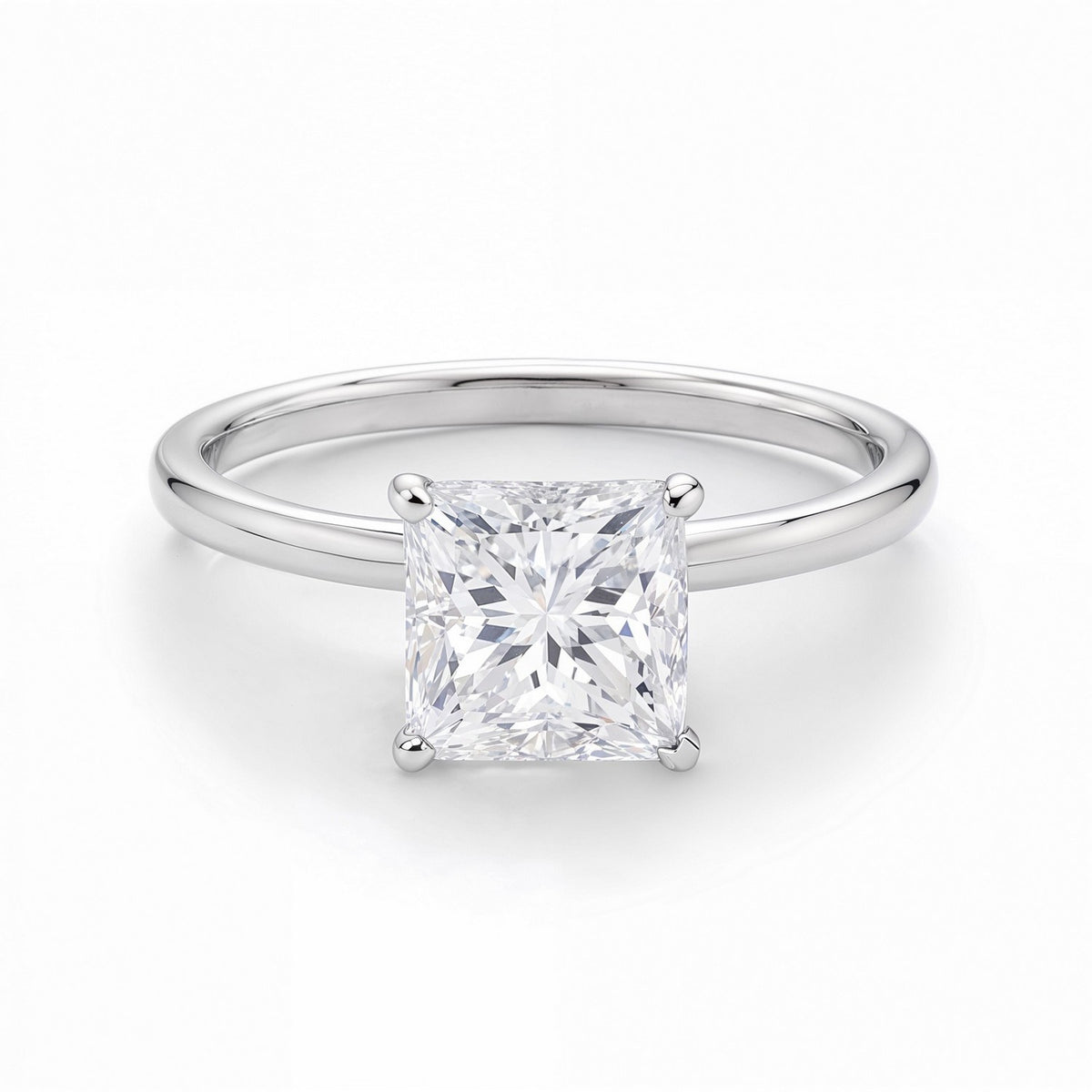 1.50Ct Princess Lab Grown IGI G/VS1 Diamond Ring in 14K White Gold